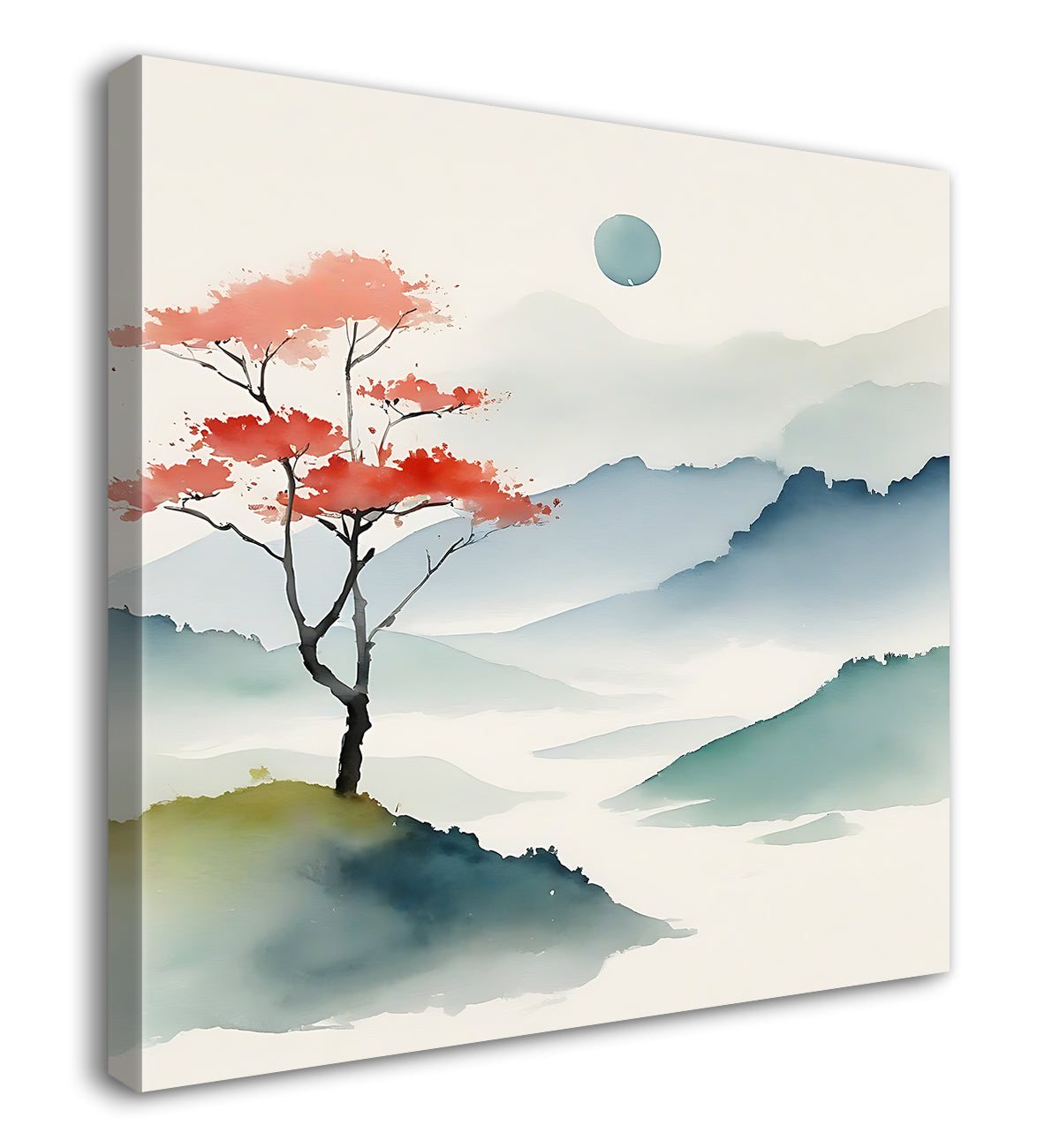 Mountains in water colour painting 24X24  - Nature Art -S-148