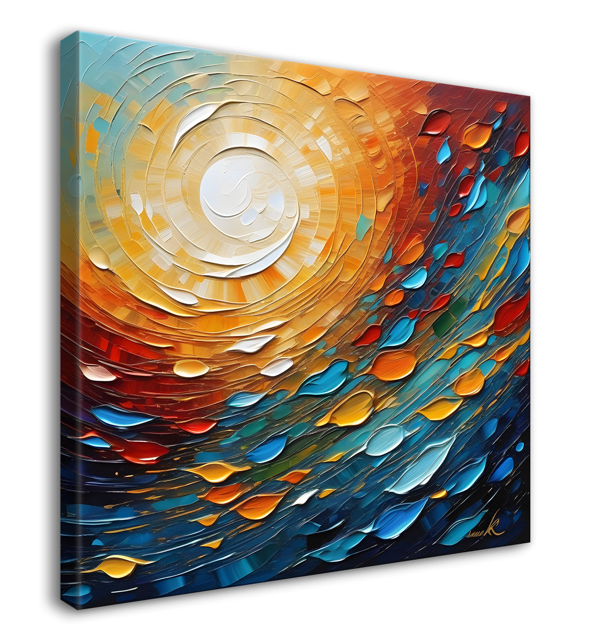 Sun in colourful background painting Canvas Painting 24X24 - Nature Art -S-3