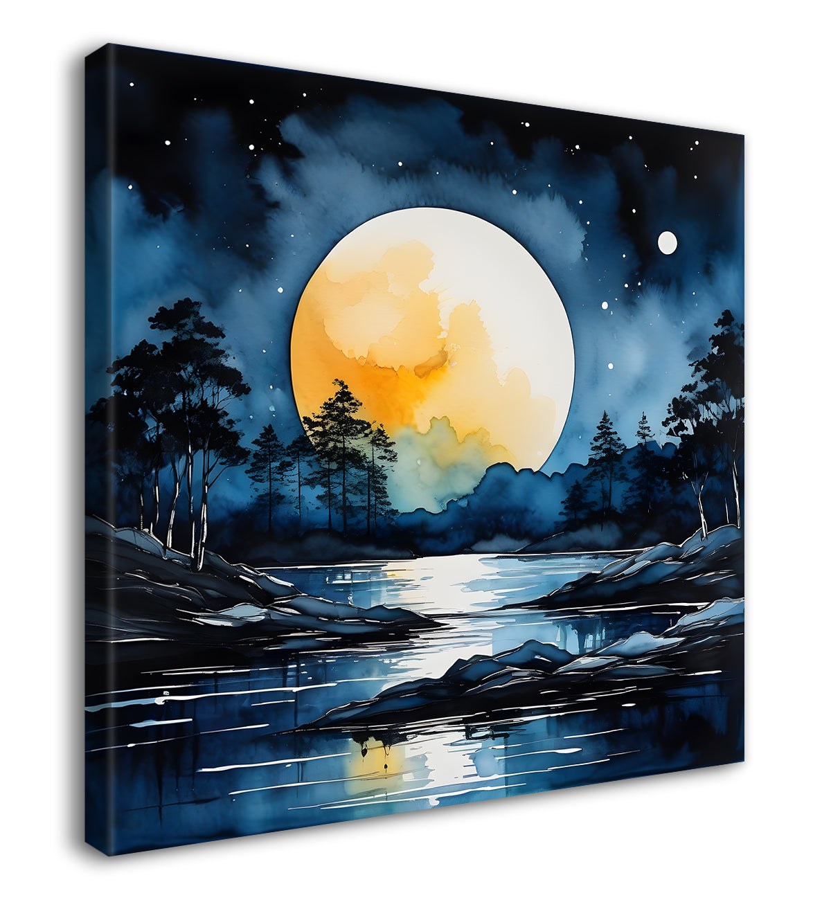 Moon and the trees painting Canvas Painting 24X24- Nature Art -S-49