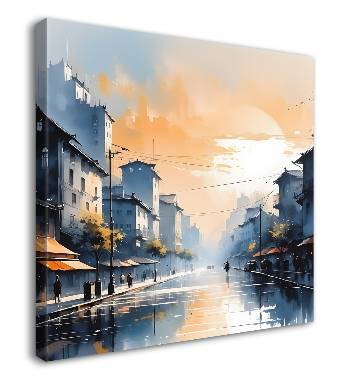 City view in water colour painting Canvas Painting 24X24- Nature Art -S-55