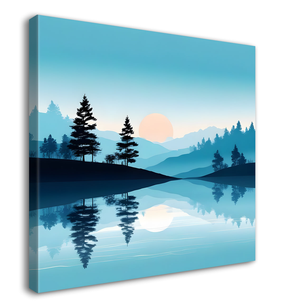 Mountains and river with trees water colour painting 24X24- Nature Art -S-62