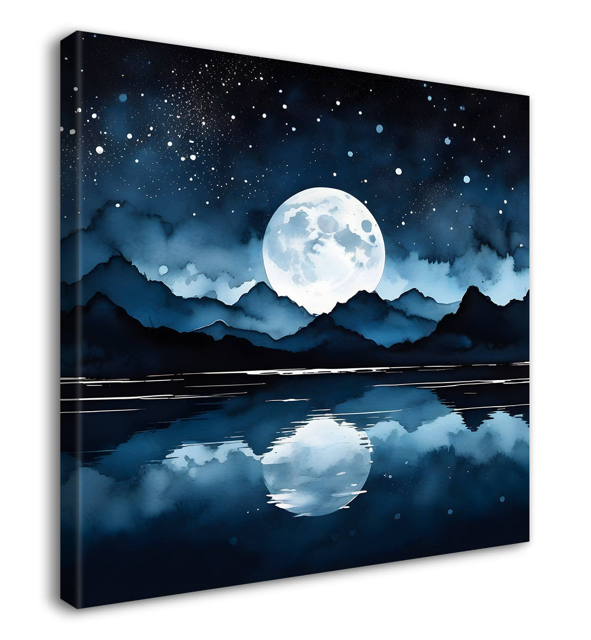 Mountains and moon and river painting 24X24- Nature Art -S-64