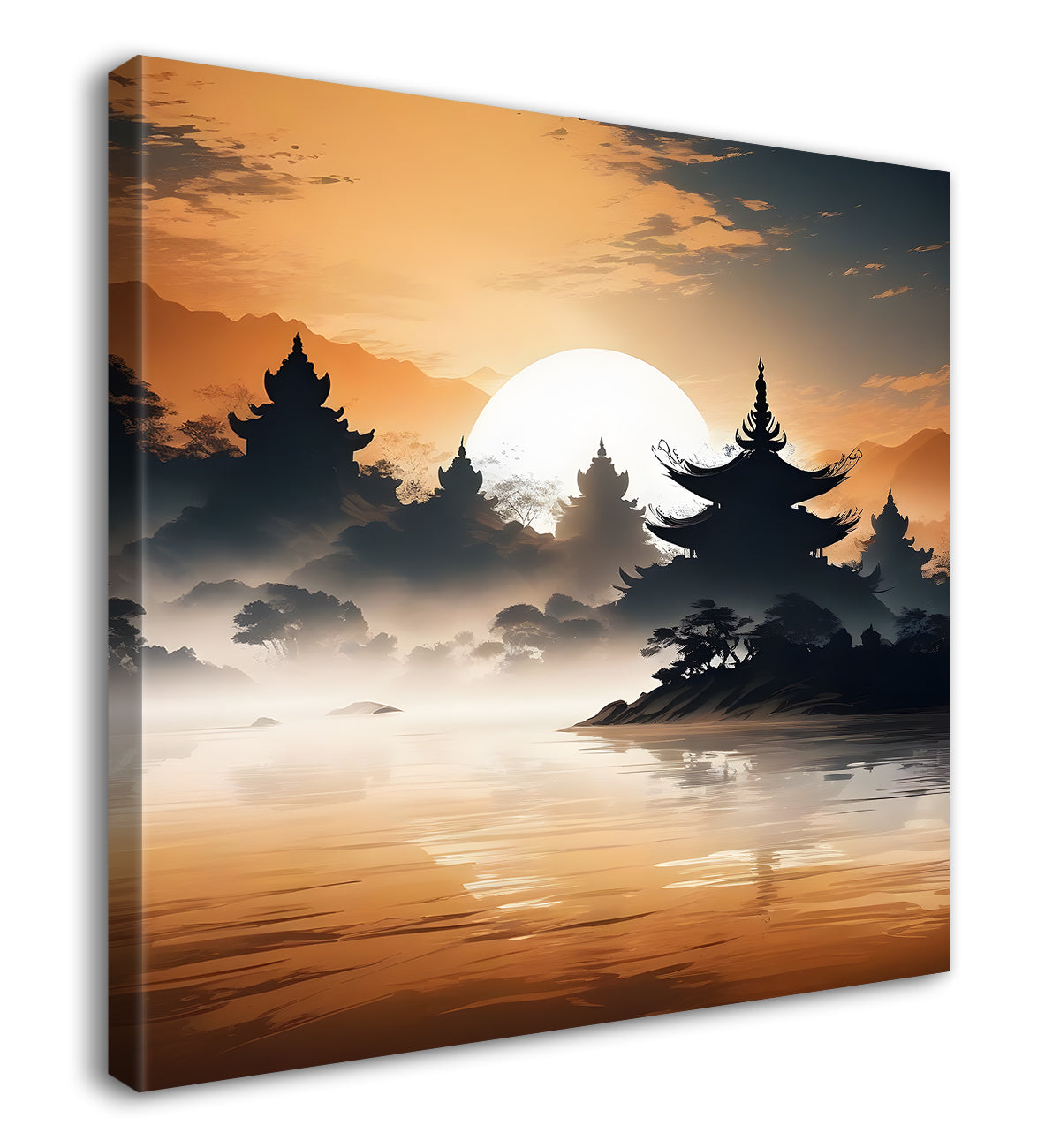 Trees with sunset painting 24X24- Nature Art -S-69