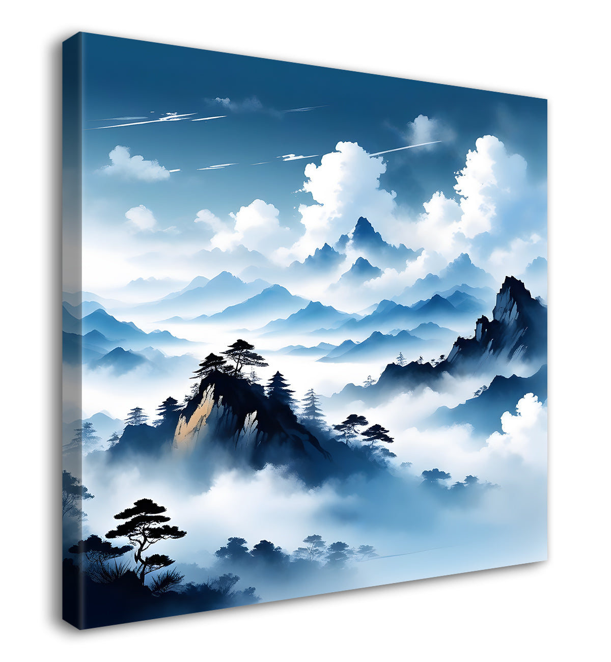 Mountains in the clouds water colour painting 24X24- Nature Art -S-72