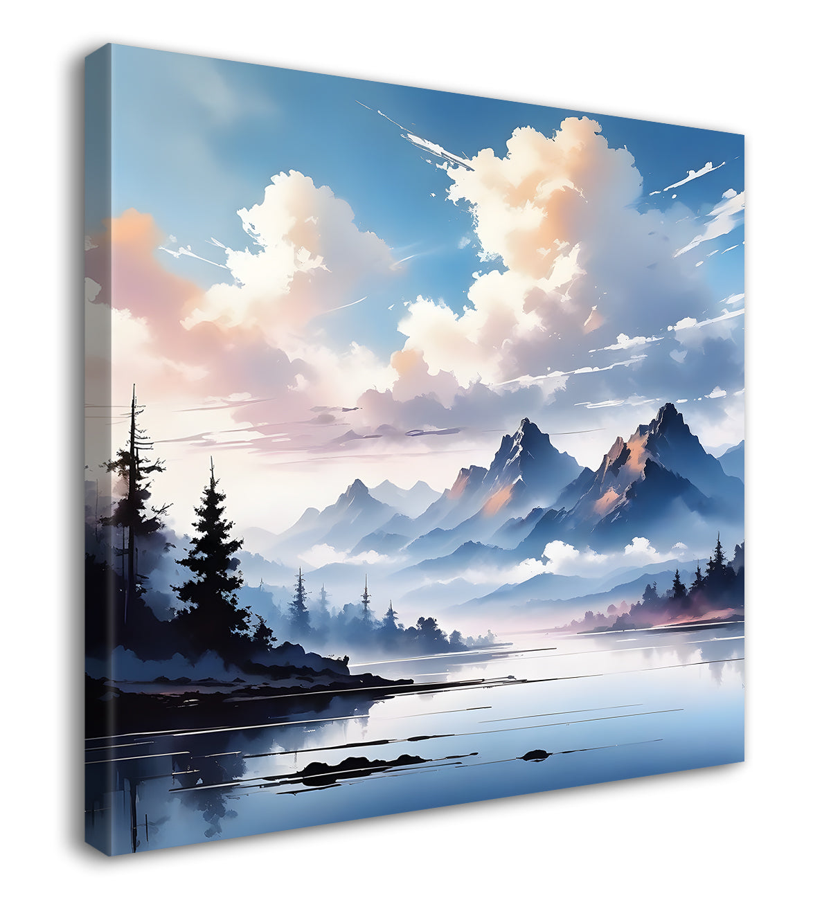 Mountains in the clouds water colour painting 24X24- Nature Art -S-73