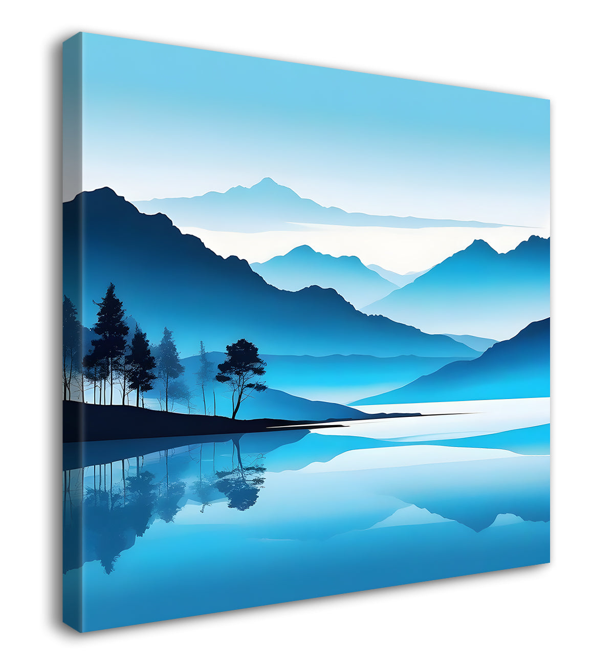 Mountains and the river with tree water colour painting 24X24- Nature Art -S-77