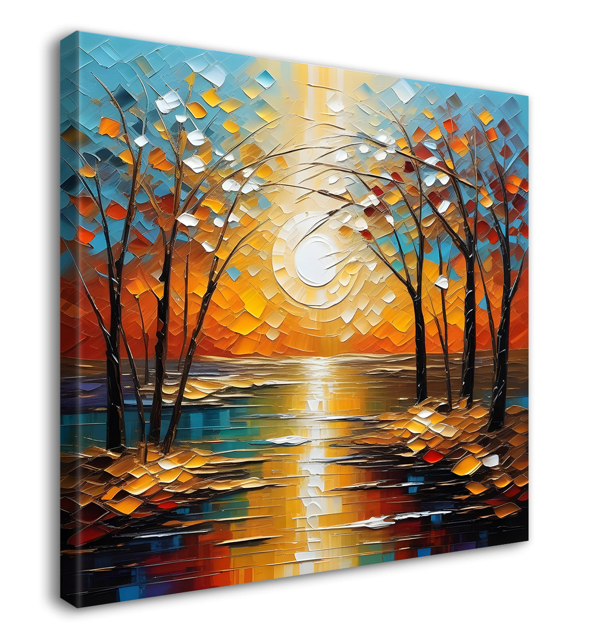 Yellow tree with blue background painting Canvas Painting 24X24 - Nature Art -S-7