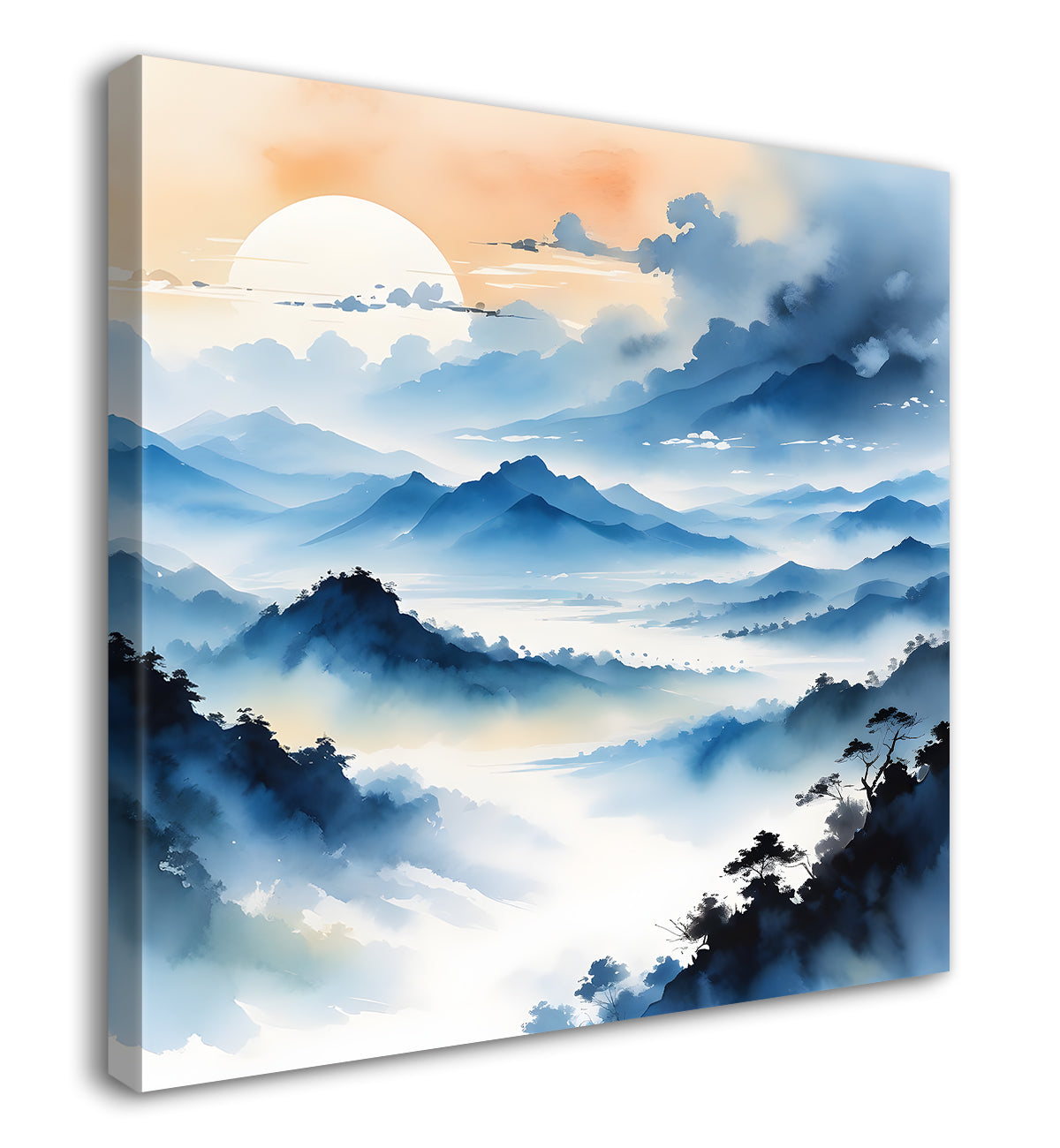 Mountains in the clouds water colour painting 24X24- Nature Art -S-85