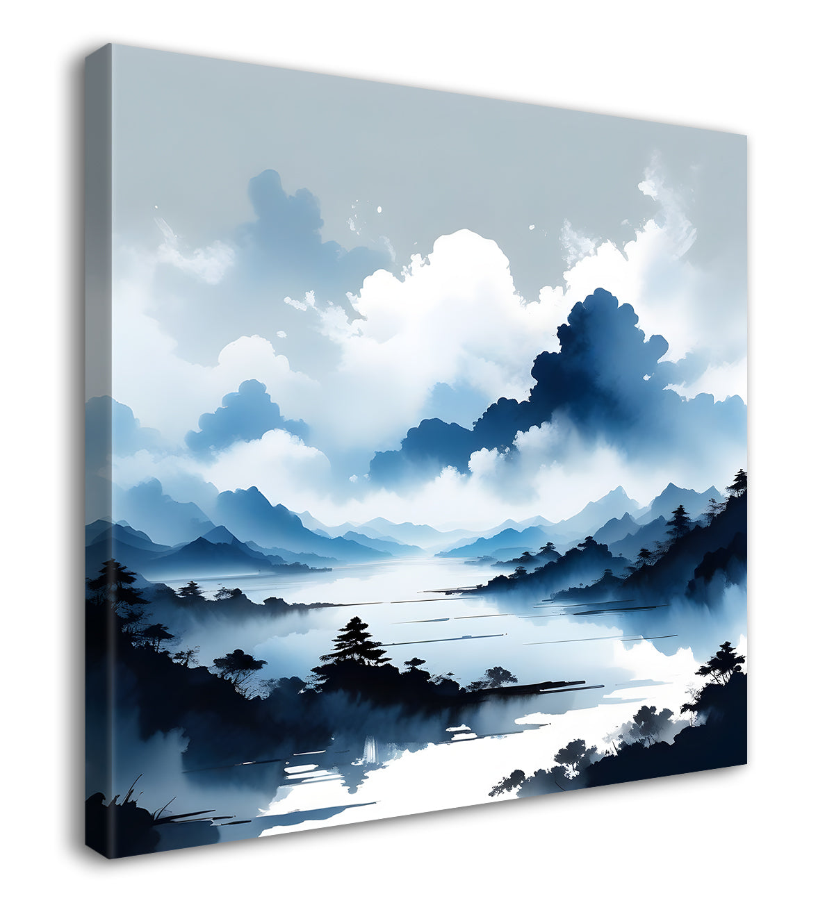 Mountains in the clouds water colour painting 24X24- Nature Art -S-87