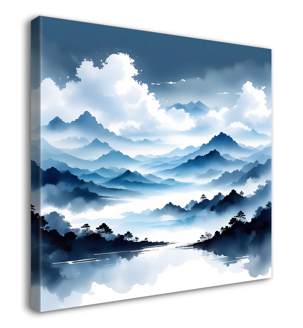 Mountains in the clouds water colour painting 24X24- Nature Art -S-90