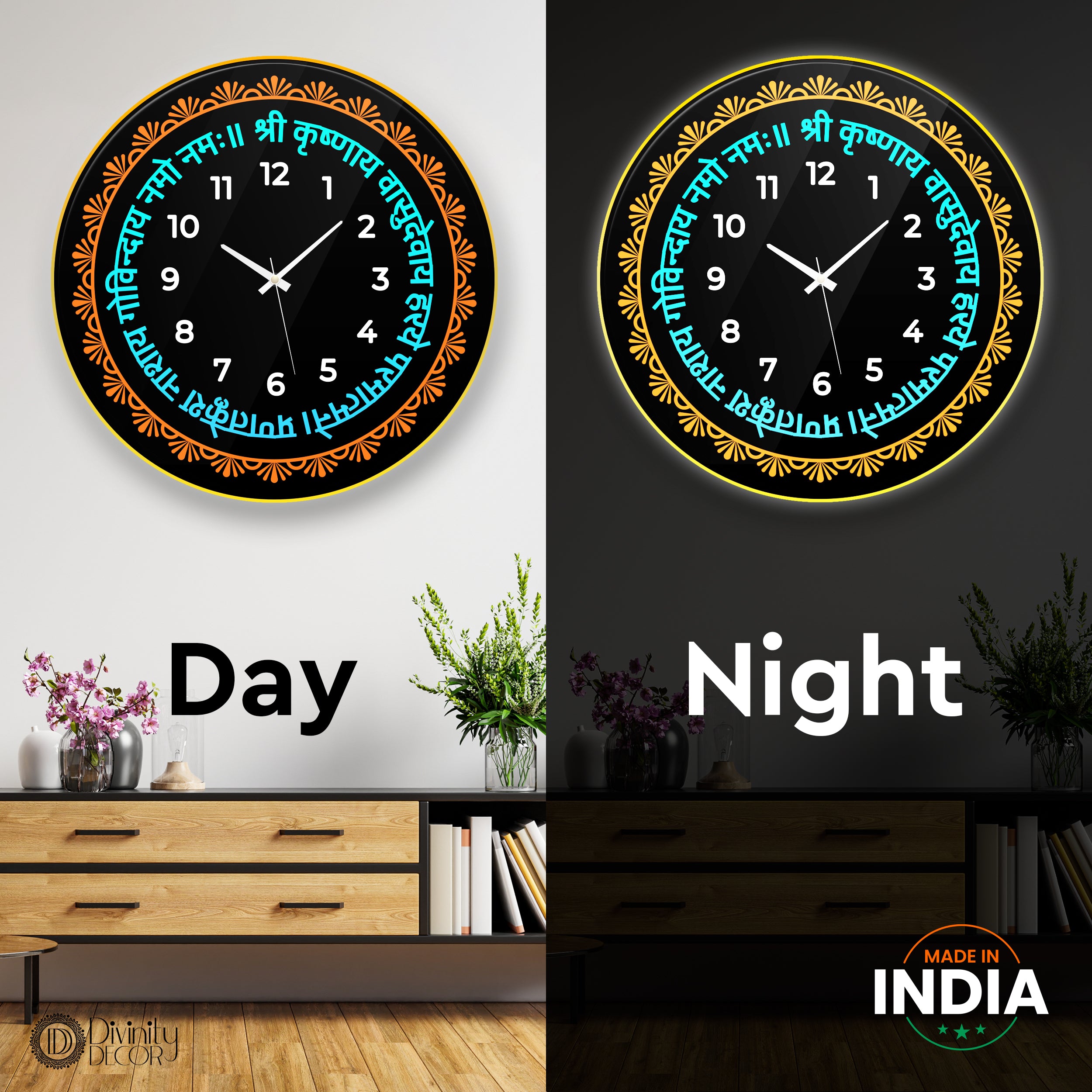 Spiritual LED Light Wall Clock - Design - 2