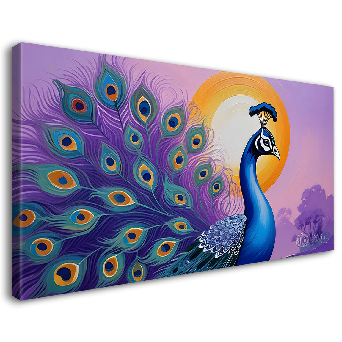 Peacock with sun rise background modern art Canvas Painting - Design - Peacock-20
