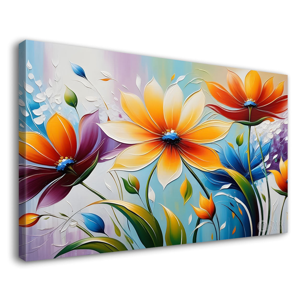 Yellow flowers in blue background- Design - Flower-200