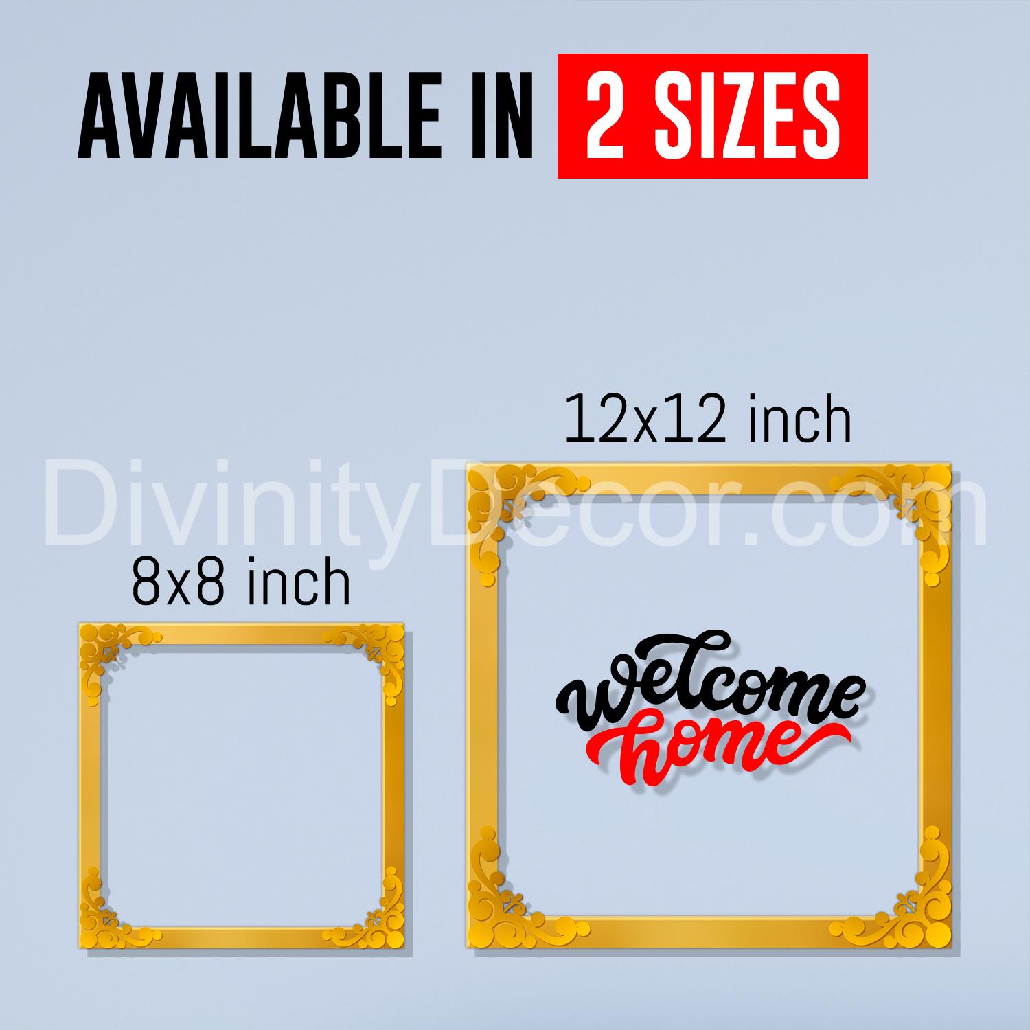 Welcome home Golden Plaque for Gifting, Wall Decor Clear UV print with Golden Border-201