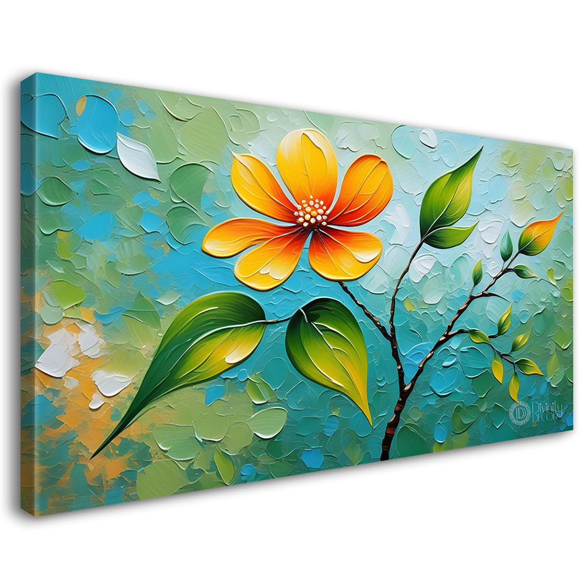 Orange flower in textured modern art- Design - Tree-201