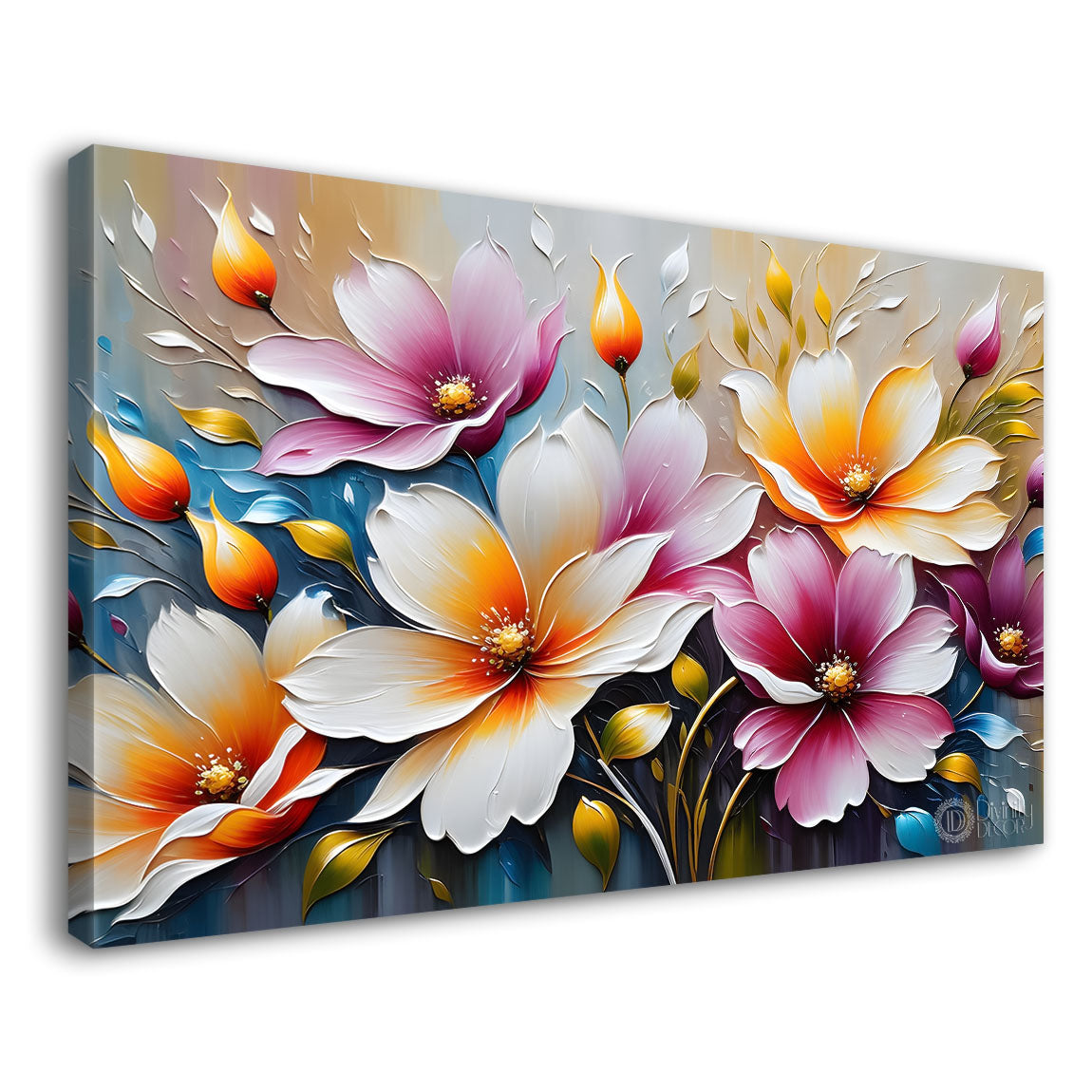 White and pink flowers with light background- Design - Flower-203