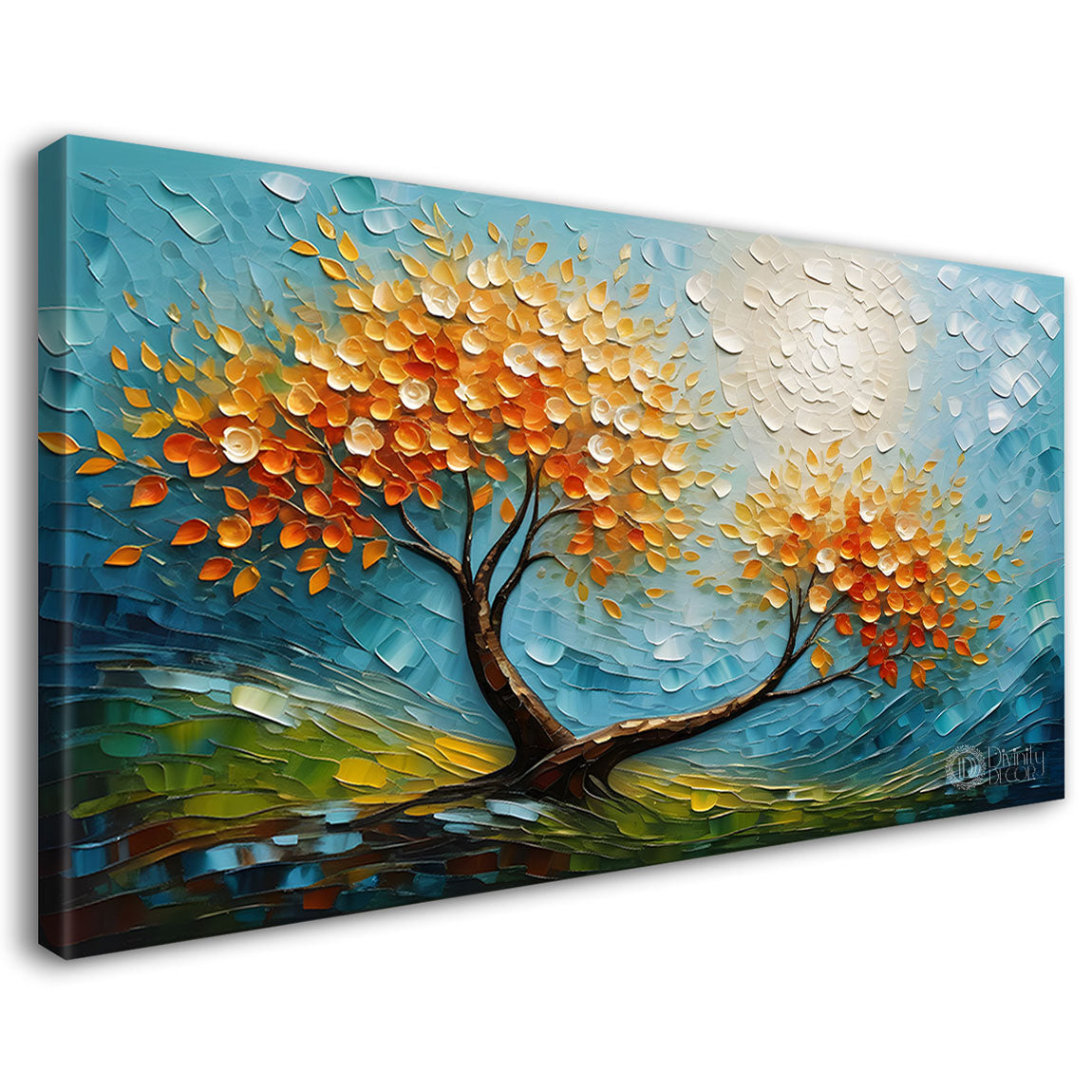 Orange tree in textured modern art- Design - Tree-203