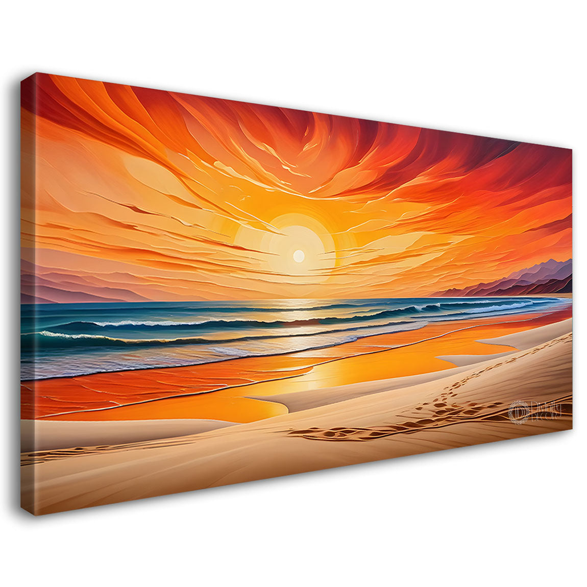 Sunset and beach in textured art Canvas Painting - Nature Art -204