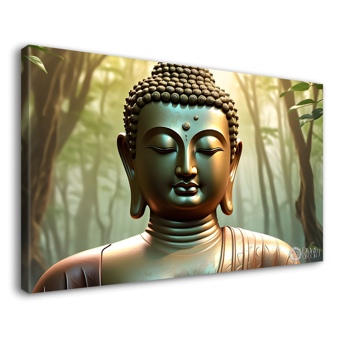 Buddha in the jungle background painting Canvas Wall Painting - Buddha-205