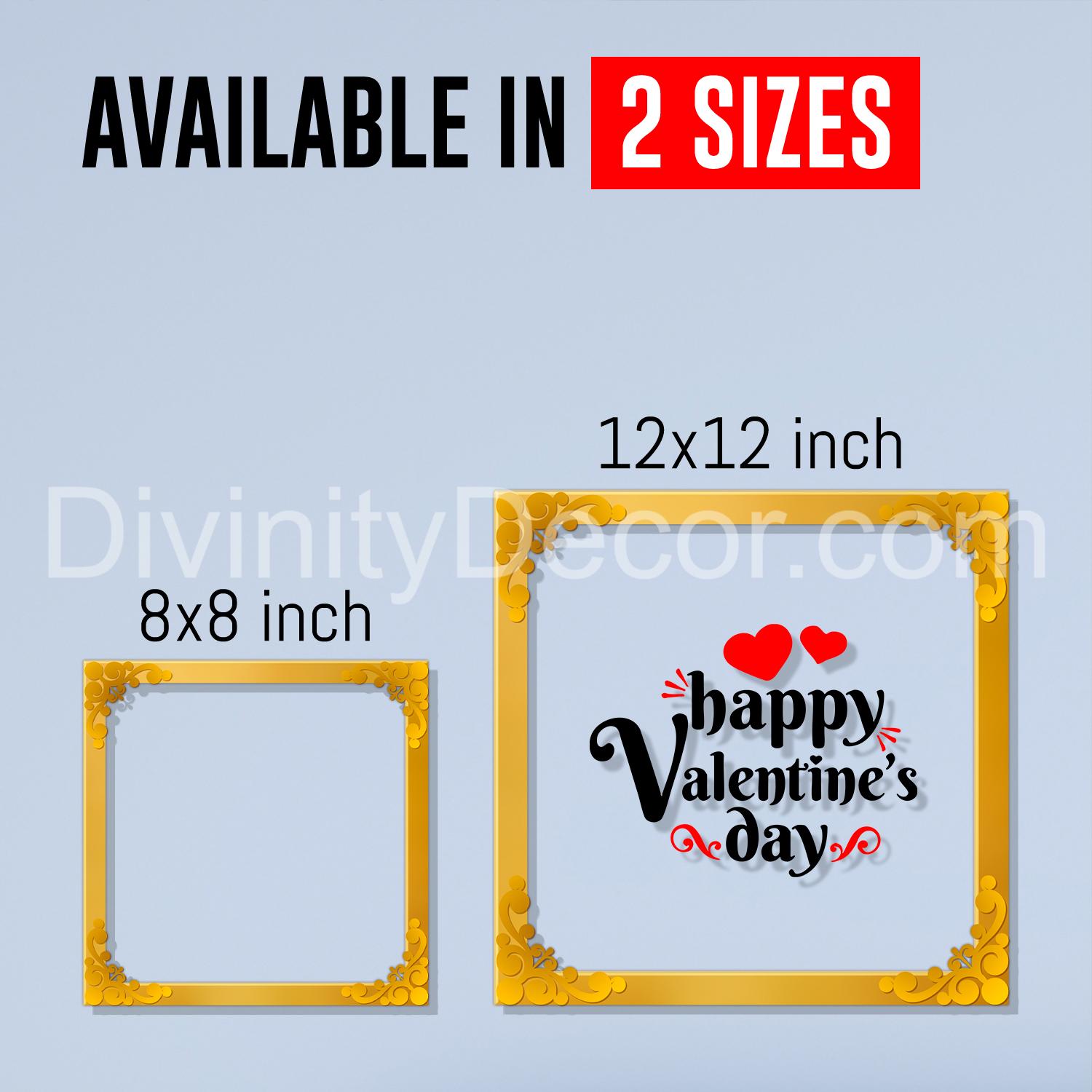 Happy valentine's day Golden Plaque for Gifting, Wall Décor Clear UV print with Golden Border-205