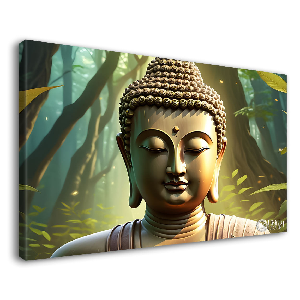 Buddha in the jungle background painting Canvas Wall Painting - Buddha-206