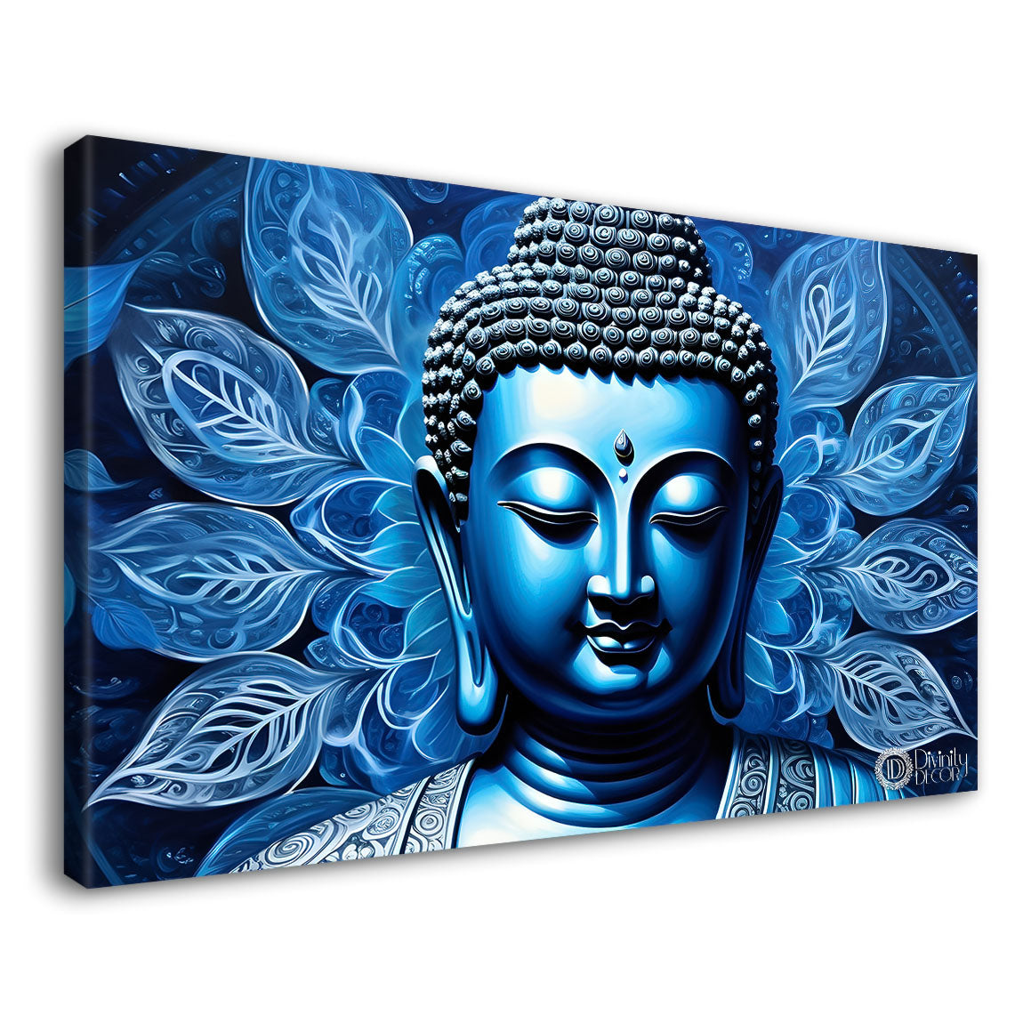 Blue buddha with the blue background painting Canvas Wall Painting - Buddha-208