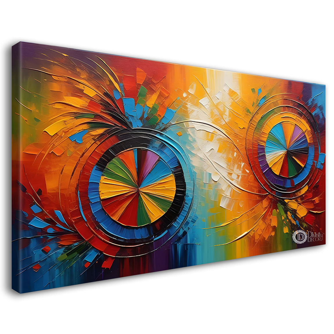 Colorful two wheel pattern textured art Canvas Painting - Design - Modern-L-208