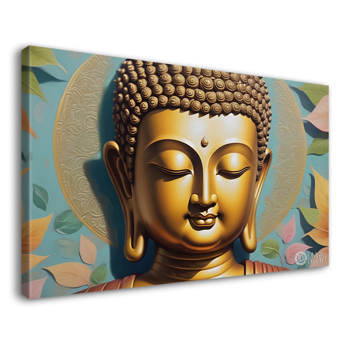 Golden buddha with light textured background painting Canvas Wall Painting - Buddha-209