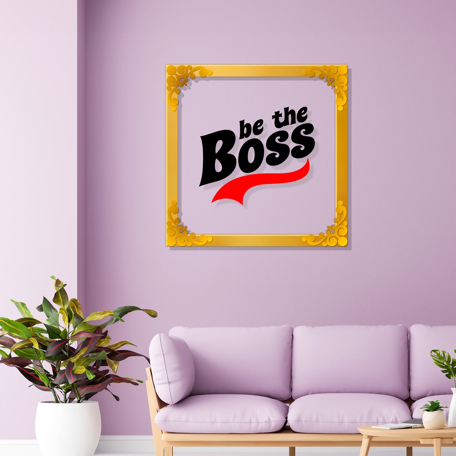Be the boss Golden Plaque for Gifting, Wall Decor Clear UV print with Golden Border-209