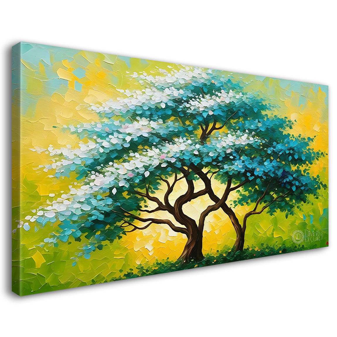 Green tree in bright textured modern art- Design - Tree-209