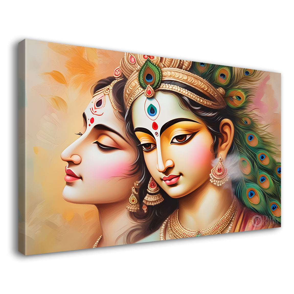 Radha and Krishna with light background painting Canvas Painting - Design - Krishna-20