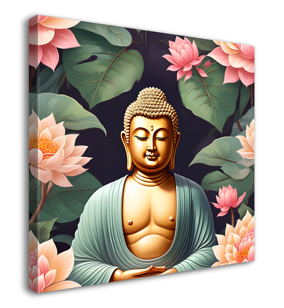Pestal color buddha painting with lotus flower 24x24 inch Buddha-S-20