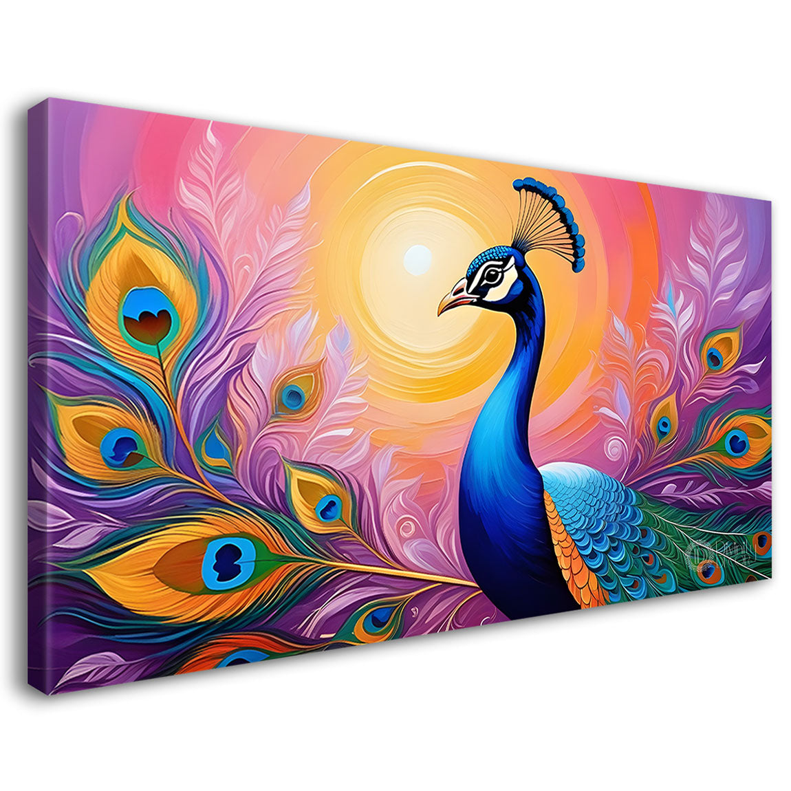 Peacock with pick background modern art Canvas Painting - Design - Peacock-21