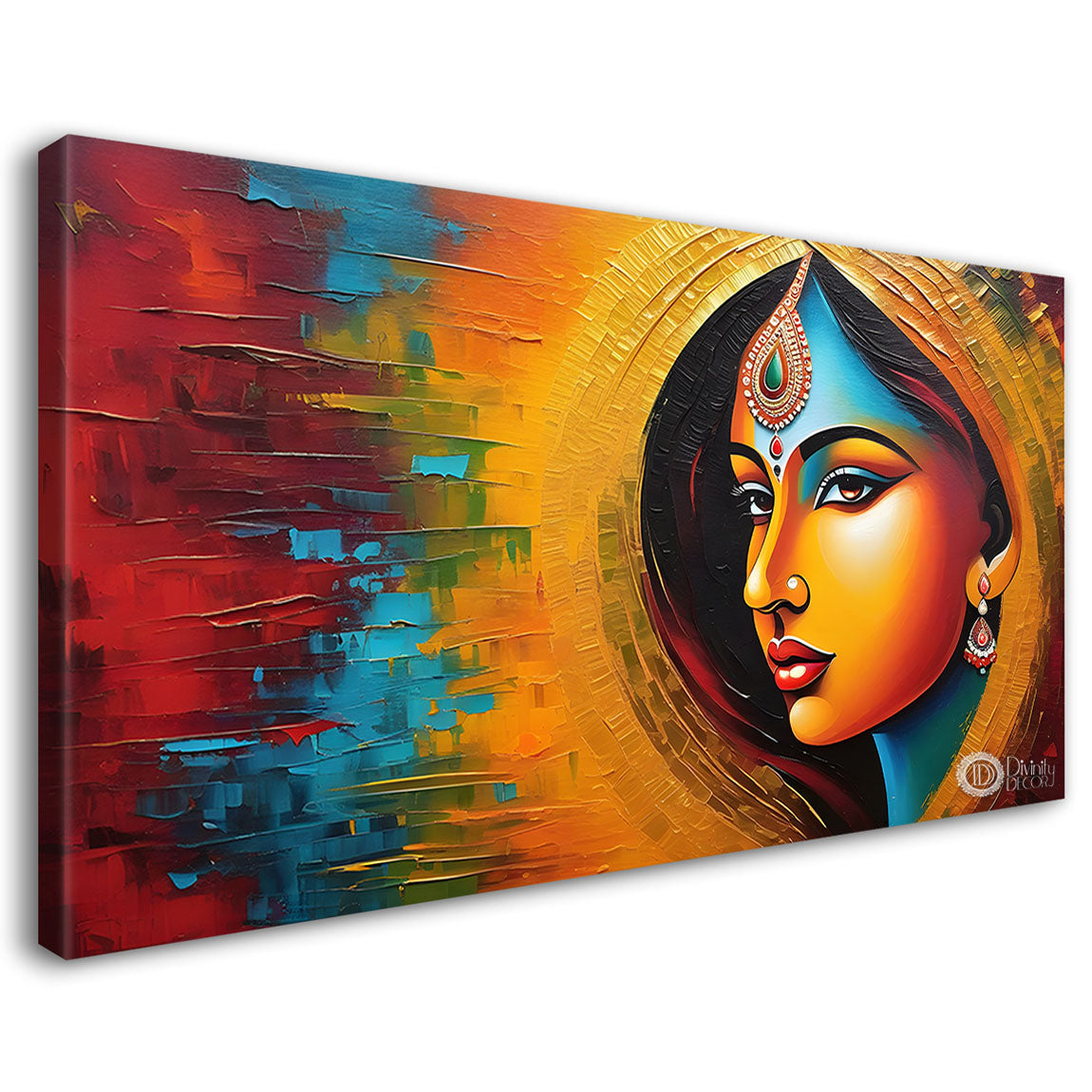 Woman side face in a colorful background Canvas Painting - Design - Modern-L-210