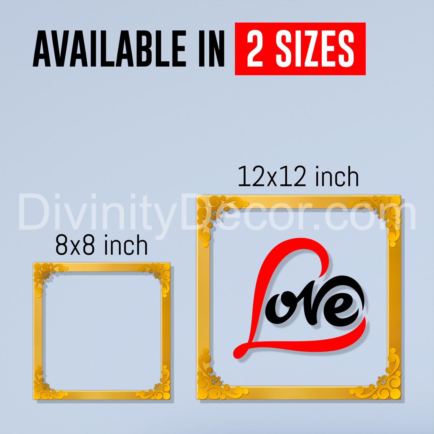 Love Golden Plaque for Gifting, Wall Décor Clear UV print with Golden Border-211