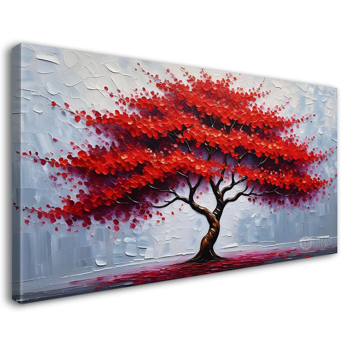 Red color tree in textured modern art- Design - Tree-211