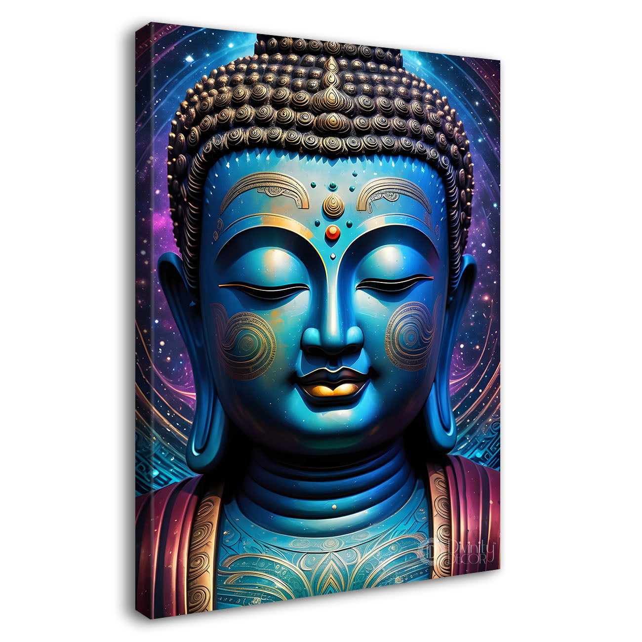 Blue face buddha with colourful and dark texturd oil painting Buddha-V-211
