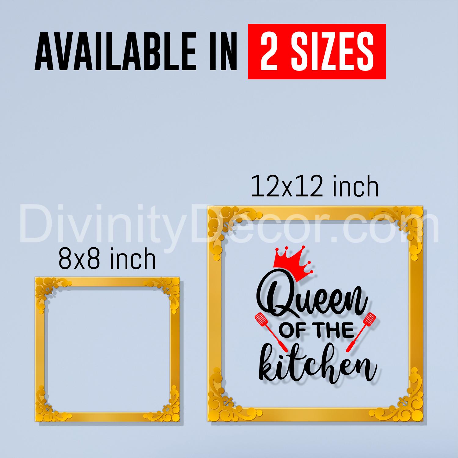 Queen of the kitchen Golden Plaque for Gifting, Wall Décor Clear UV print with Golden Border-213