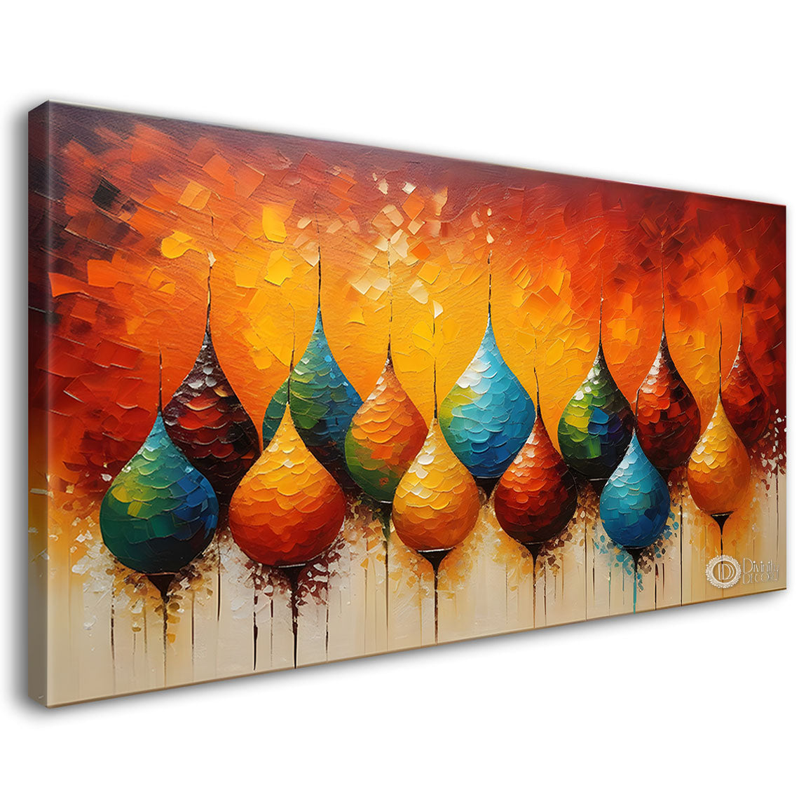 Colorful ovate shape textured modern art Canvas Painting - Design - Modern-L-213