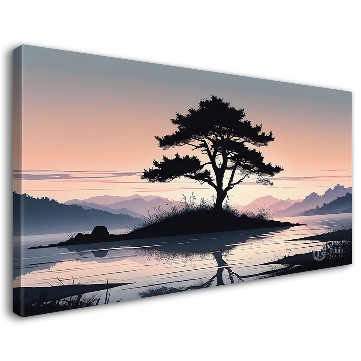 Mountains with tree and river painting Canvas Painting - Nature Art -213