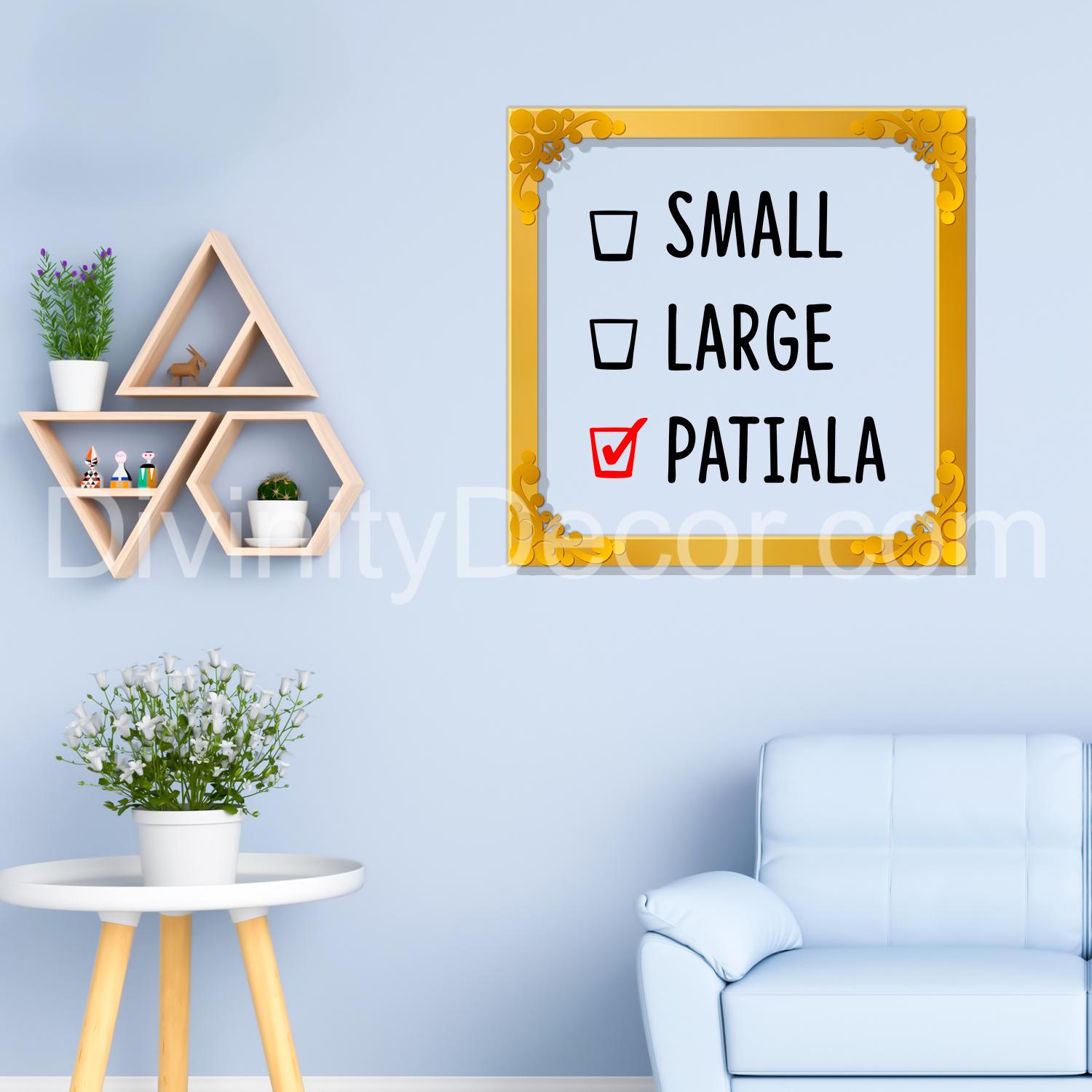 Small large Patiala Golden Plaque for Gifting, Wall Décor Clear UV print with Golden Border-214