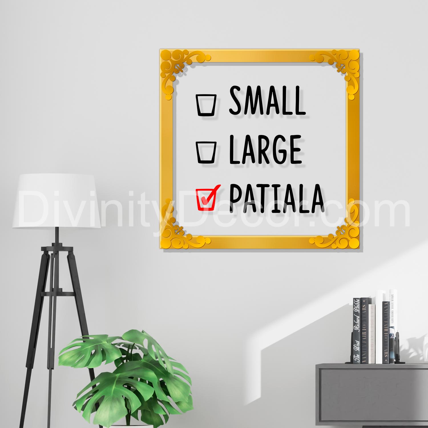 Small large Patiala Golden Plaque for Gifting, Wall Décor Clear UV print with Golden Border-214