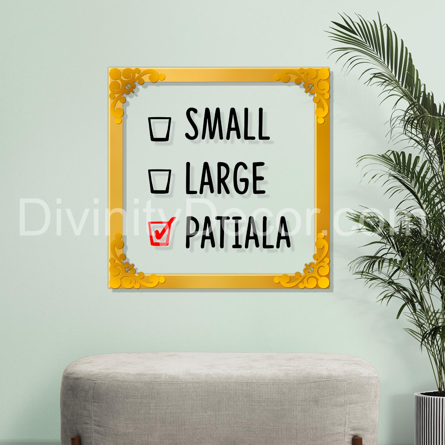 Small large Patiala Golden Plaque for Gifting, Wall Décor Clear UV print with Golden Border-214