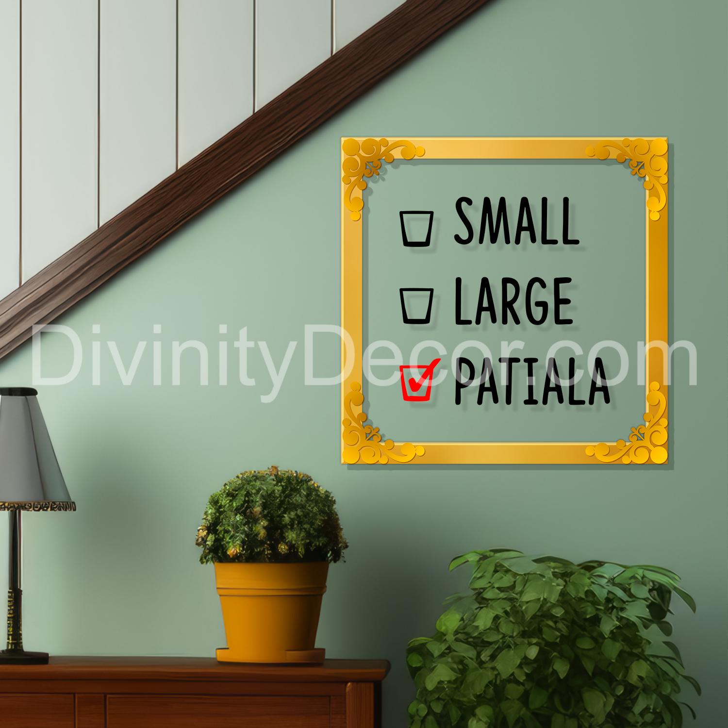 Small large Patiala Golden Plaque for Gifting, Wall Décor Clear UV print with Golden Border-214