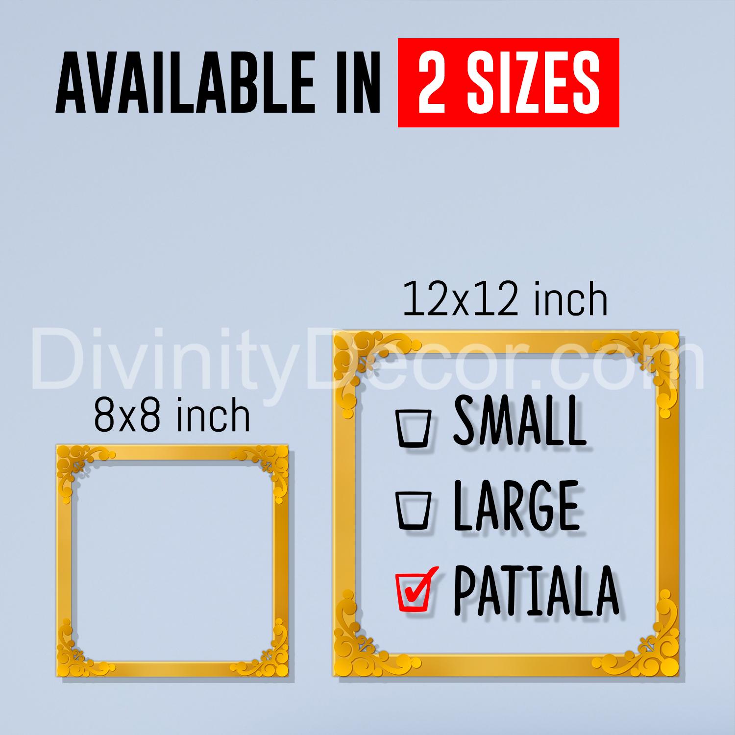 Small large Patiala Golden Plaque for Gifting, Wall Décor Clear UV print with Golden Border-214