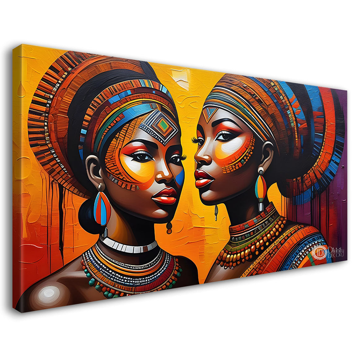 Black beautiful ladies textured art Canvas Painting - Design - Modern-L-214