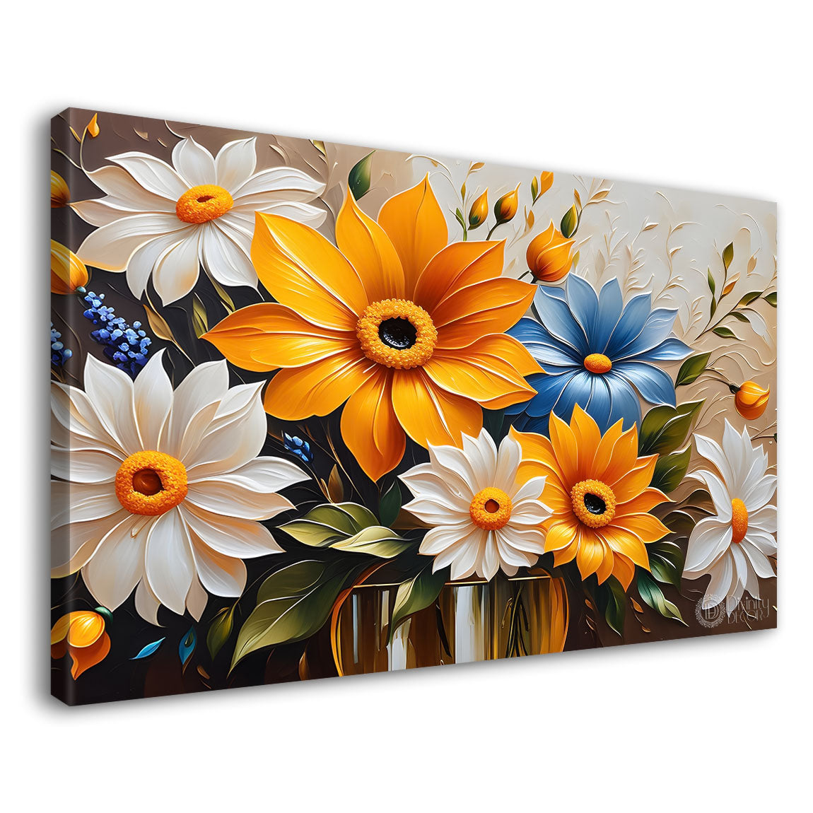 White and orange flowers in light background- Design - Flower-216
