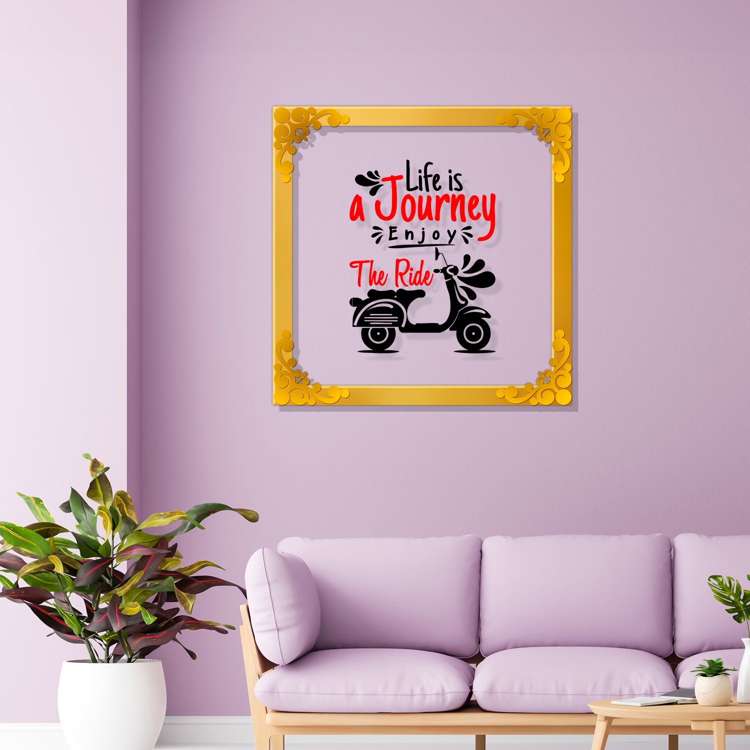 Life is a journey enjoy the ride Golden Plaque for Gifting, Wall Décor Clear UV print with Golden Border-217