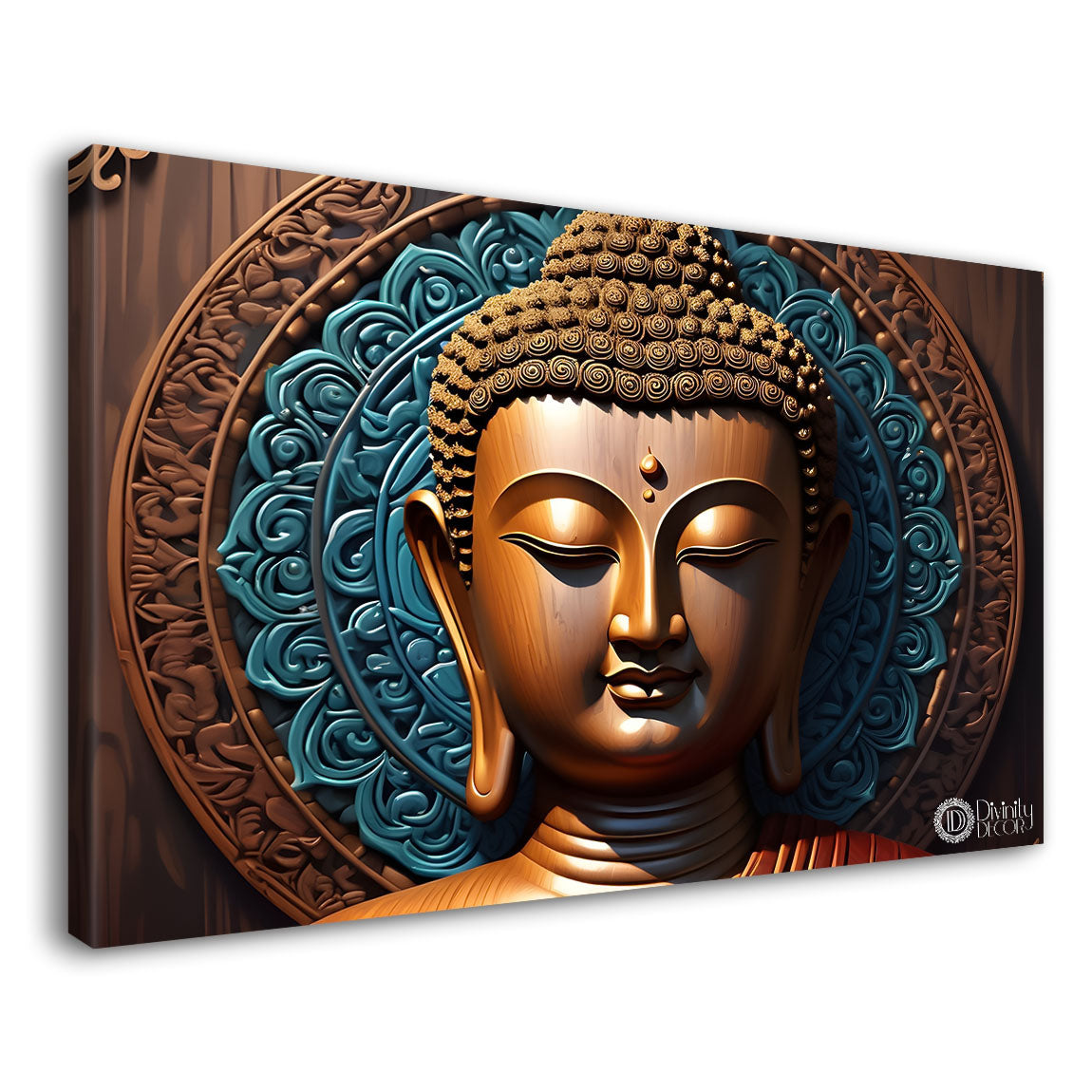 Golden buddha with textured background painting Canvas Wall Painting - Buddha-218