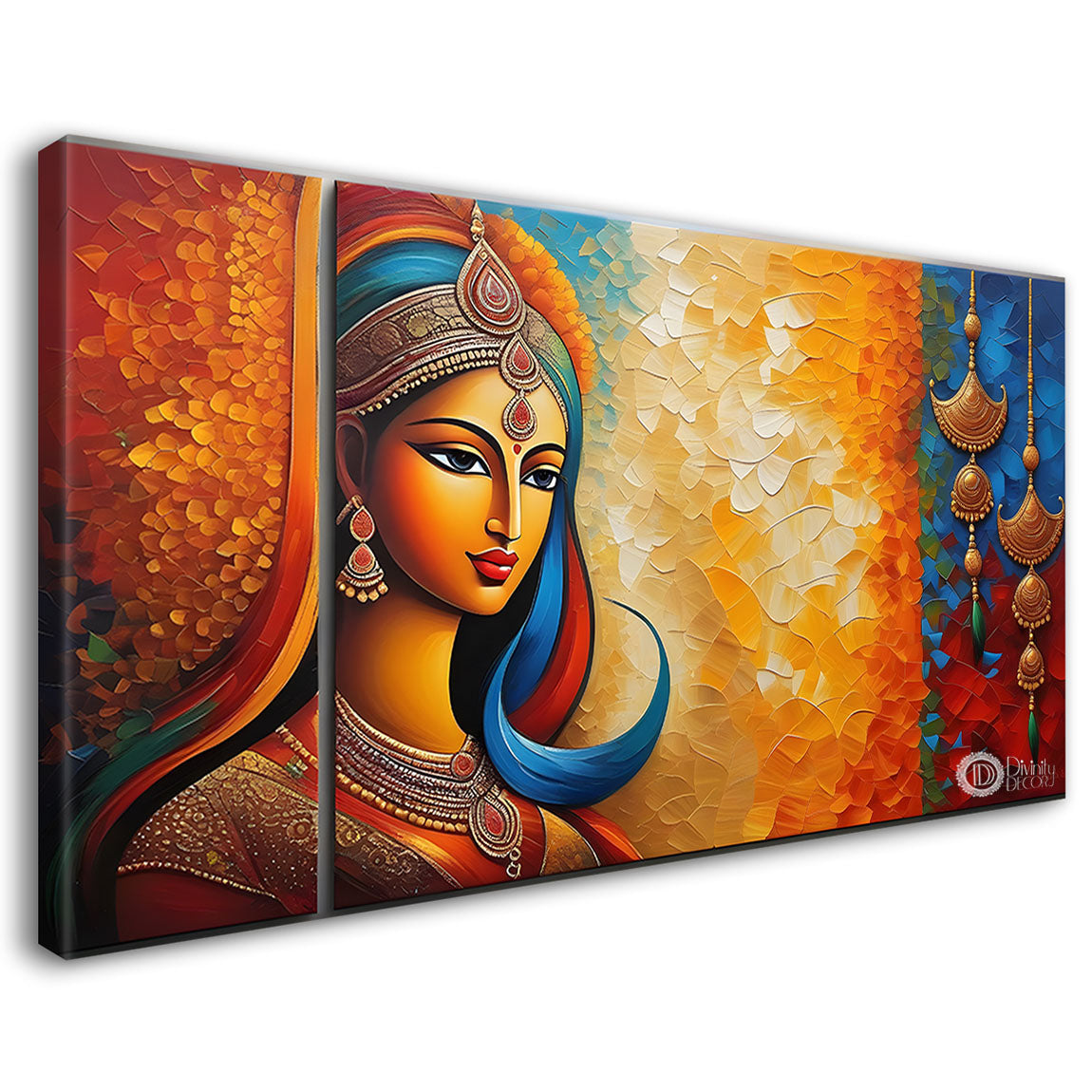 Lady in traditional wear textured art Canvas Painting - Design - Modern-L-218